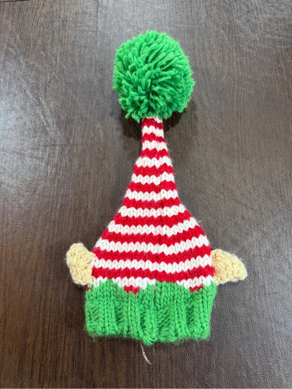 Elf Hat Christmas Beanie - Red, White & Green with Pom Sz 0-3M